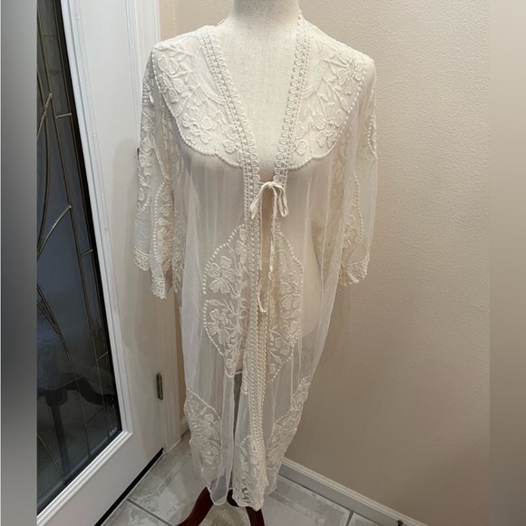 Lace Kimono Beach Cover Up, NWT - Picture 7 of 8